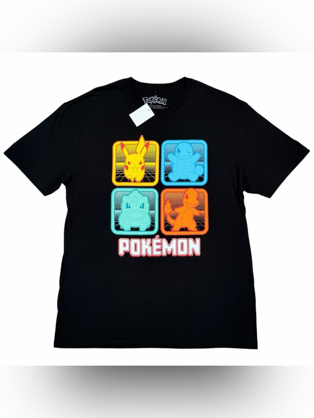 Pokemon Mens Starters Pikachu Charmander Squirtle Bulbasaur Black Shirt Size L